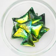 Plastic Two-Tone Emerald Green Lime Sew on Stone Triangle 21mm
