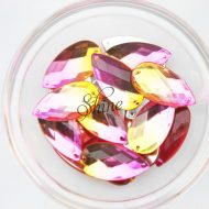 Plastic Two-Tone Pink Orange Sew On Stone Teardrop 16x30mm