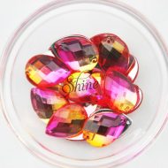 Plastic Two-Tone Pink Orange Sew On Stone Teardrop 18x25mm