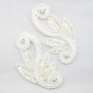 Embroidered Swirl Sequin motif Pair