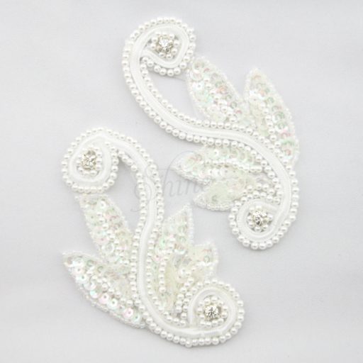 Embroidered Swirl Sequin motif Pair