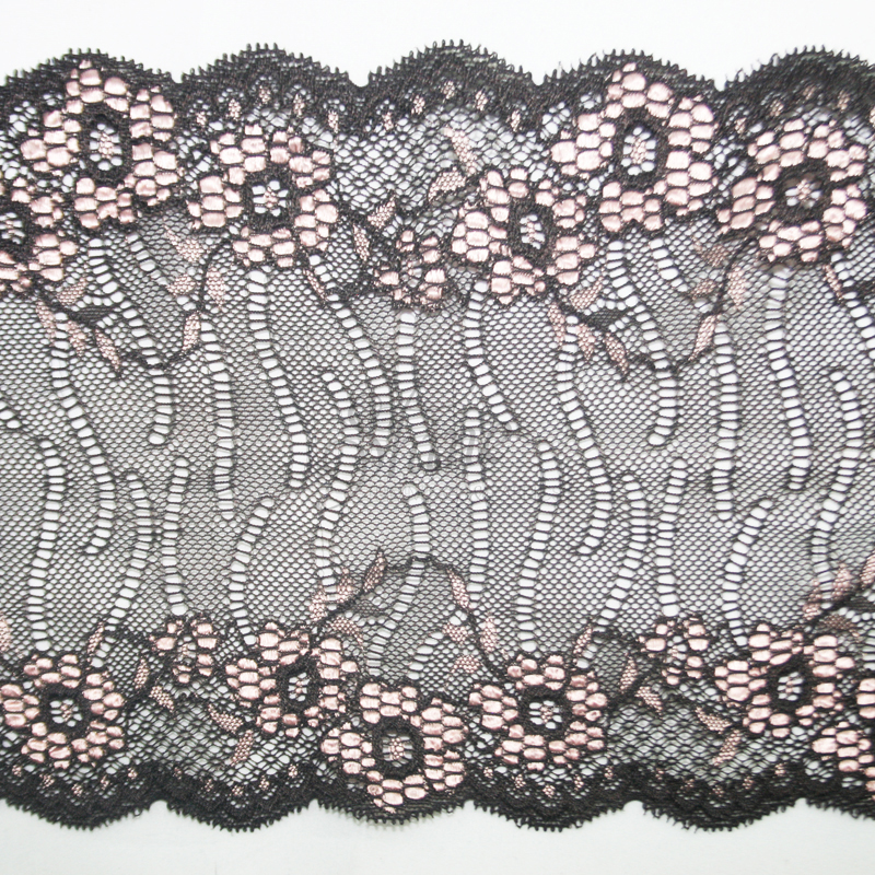 Stretch Lace Trimming 4612 – Brown/Pale Pink | Shine Trimmings & Fabrics