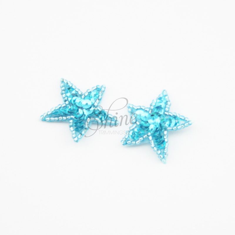 Star Sequin Motif 33587 – Mini Aqua Sparkle | Shine Trimmings & Fabrics