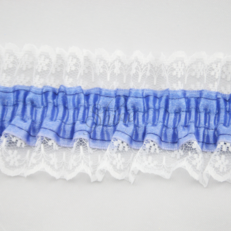 Garter Elastic White/Cornflower Blue | Shine Trimmings & Fabrics