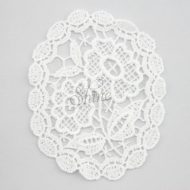 Ornate Floral Guipure Lace Oval Motif White