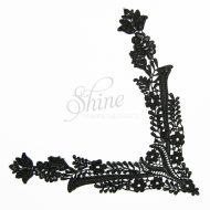 Floral Fern Trail Deep V Guipure Lace Motif Black