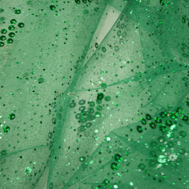 Sequin Glitter Tulle Emerald Shine Trimmings & Fabrics