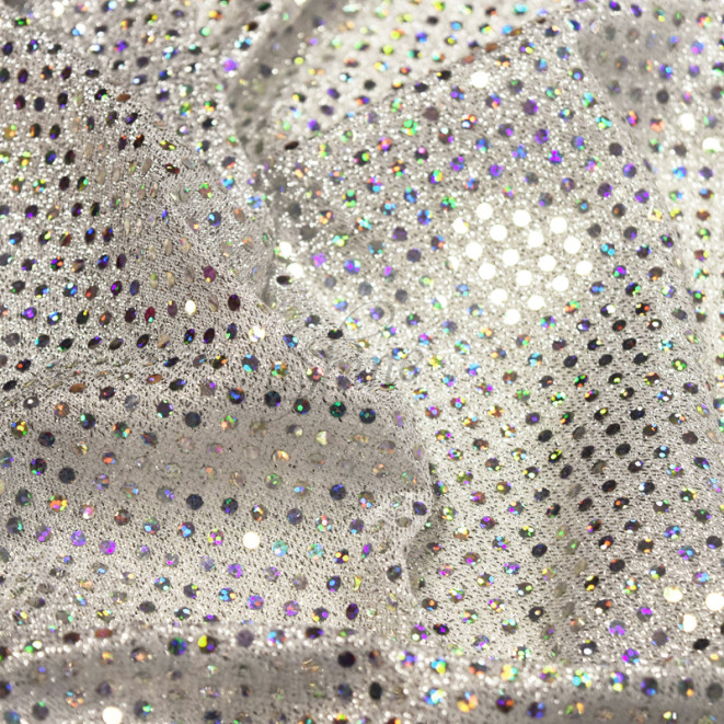 Pressed Sequin Fabric 3mm Silver Hologram | Shine Trimmings & Fabrics