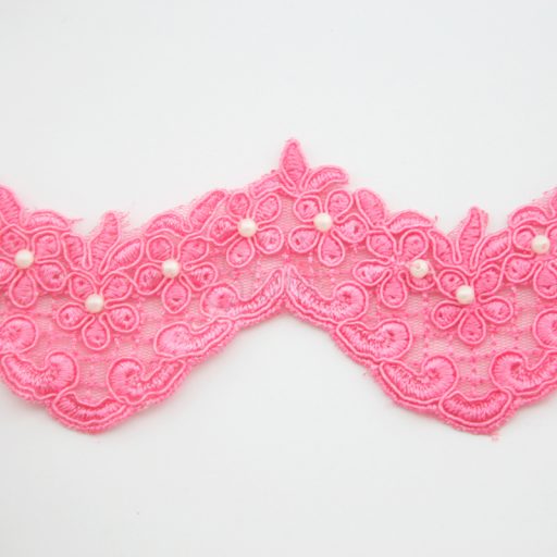 Beaded Embroidery Lace Trimming Sachet Pink