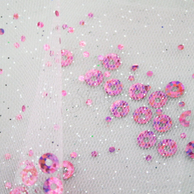 Sequin Glitter Tulle Pale Pink Shine Trimmings & Fabrics