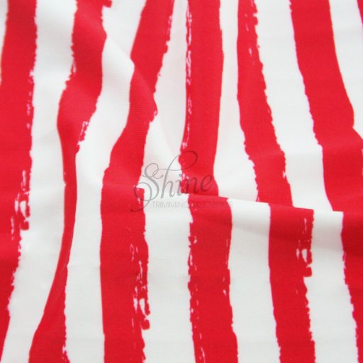Brush Stripe Printed Spandex White Red