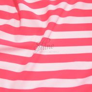 Stripe Print Stretch Spandex 12mm White Neon Coral
