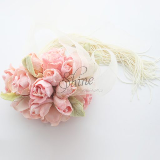 Velvet Rose Tassel Bouquet Pale Pink