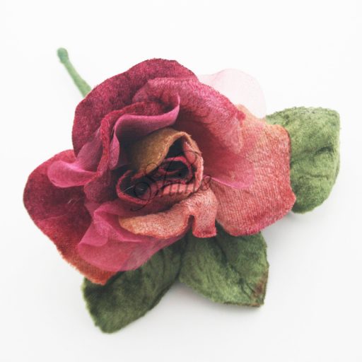 Small Velvet and Organza Rose Burgundy