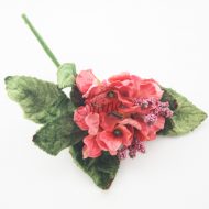 Velvet Flower Bunch with Berries Coral