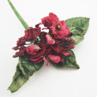 Velvet Flower Bunch with Berries Red