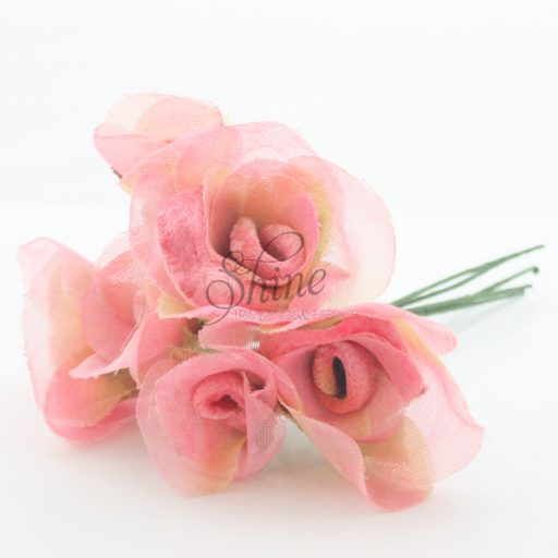 Rolled Velvet and Organza Rose Posy Dusky Pink