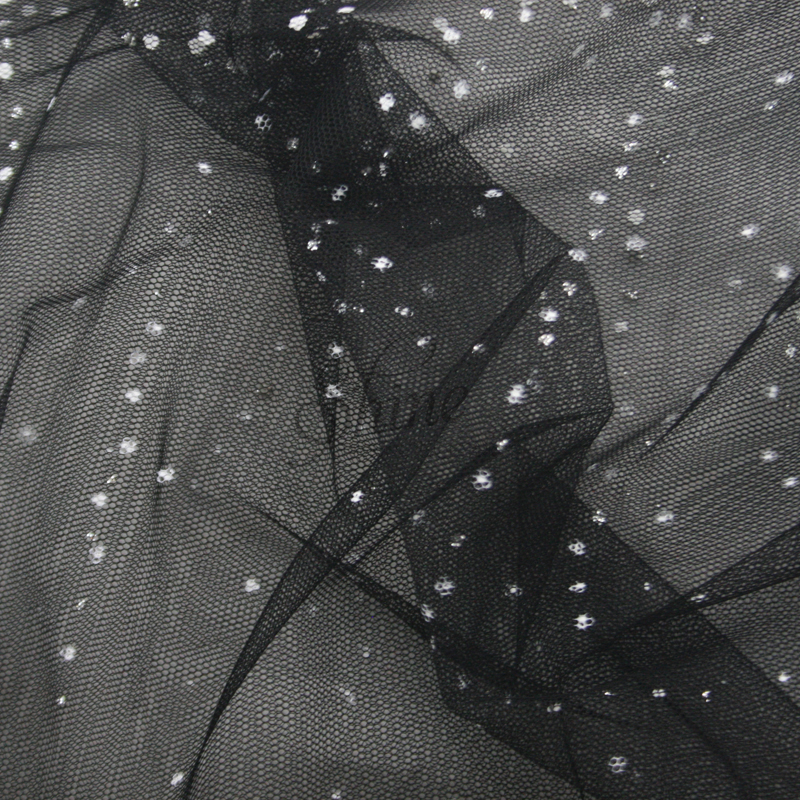 Snow Globe Double Border Soft Tulle Black | Shine Trimmings & Fabrics