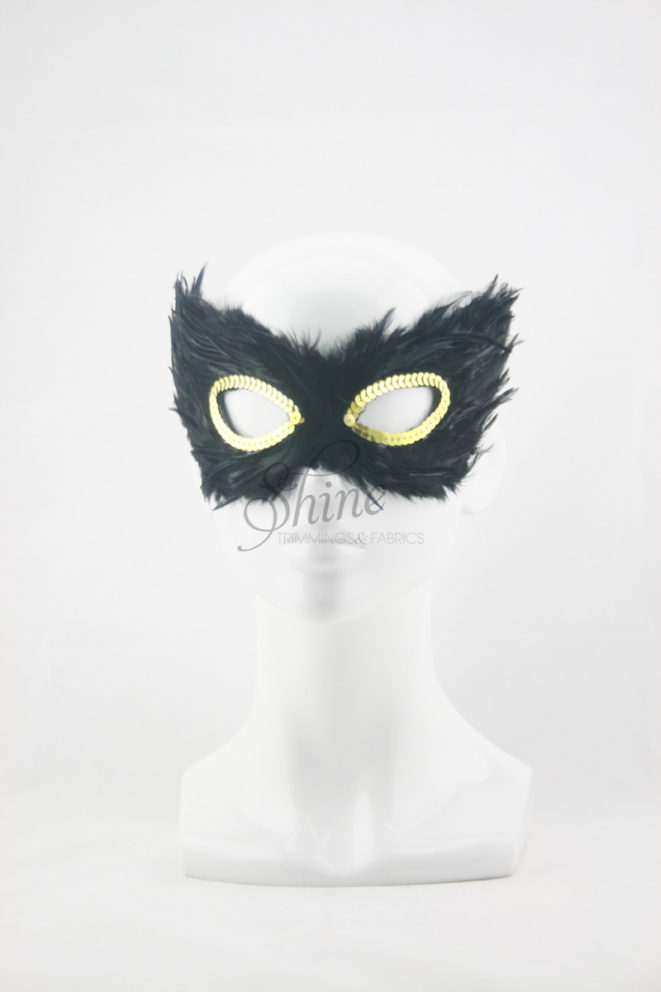 Small Feather Mask Black | Shine Trimmings & Fabrics