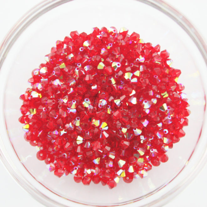 Swarovski Crystal Xilion Bicone Bead Light Siam AB (227AB) Shine Trimmings & Fabrics