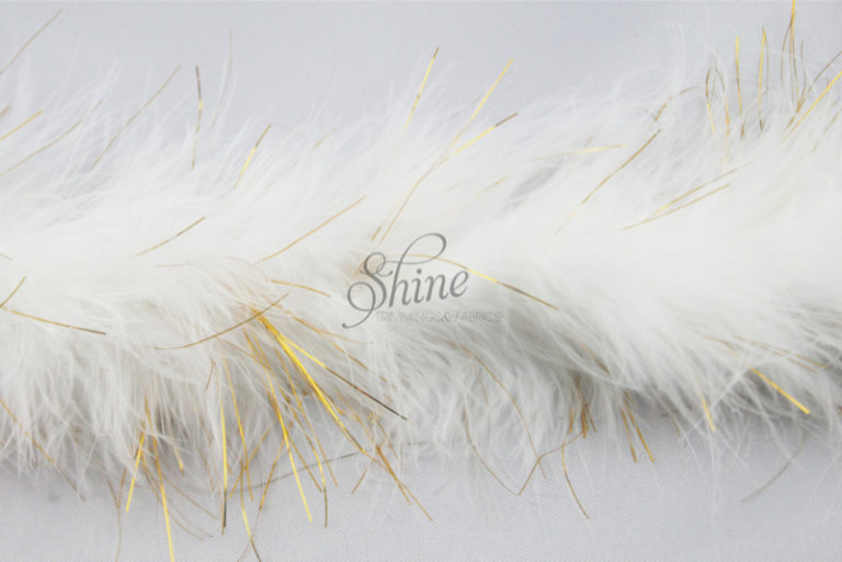 Marabou Trimming Tinsel White Gold Shine Trimmings & Fabrics