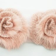 Knitted Rosette Trim with Feather Detail