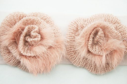 Knitted Rosette Trim with Feather Detail