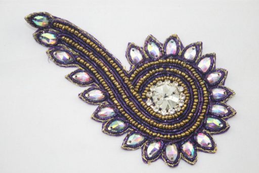 Indian Beaded Swirl Motif Purple