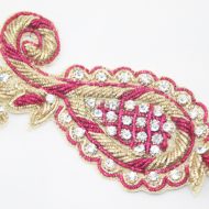 Indian Pineapple Motif with Diamante Gold Cerise