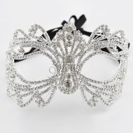 Midnight Masquerade Diamante Mask Silver Crystal