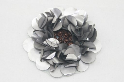 Beaded Sequin Flower Matte Silver
