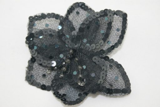 3D Large Flower Motif with Pin Black