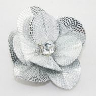 Small Flower with Diamante Centre Silver