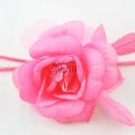 Medium Rose with Leaves Candy Pink