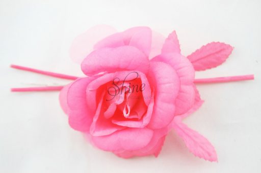 Medium Rose with Leaves Candy Pink