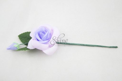 Small Rosette with Wire Stem Lilac