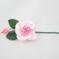 Small Rosette with Wire Stem Pink