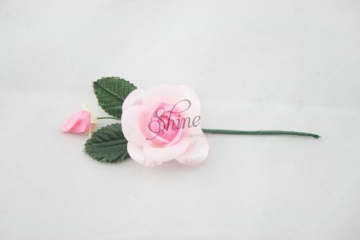 Small Rosette with Wire Stem Pink