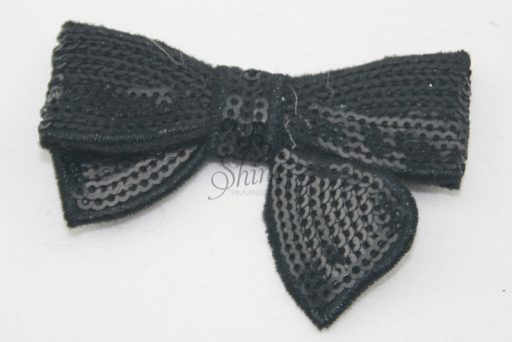 Small Sequin Bow Tie Motif Black