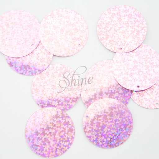 Flat 30mm Sequin (hole top) Pale Pink Sparkle