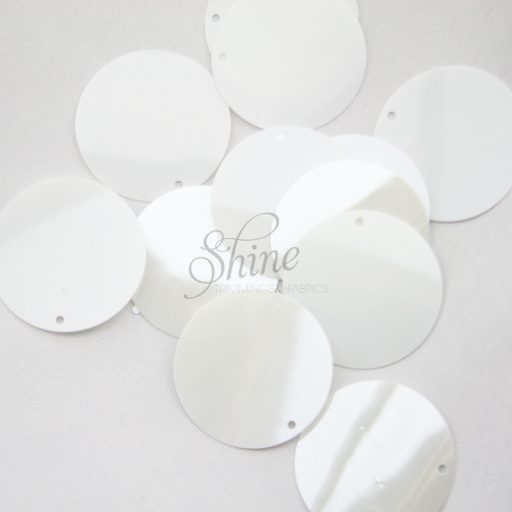 Flat 30mm Sequin (hole top) White