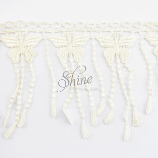 Butterfly Tassel Drop Guipure Lace Cream