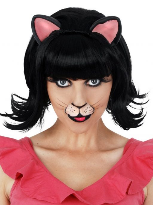 Midnight Cat Black Deluxe Wig with Ears