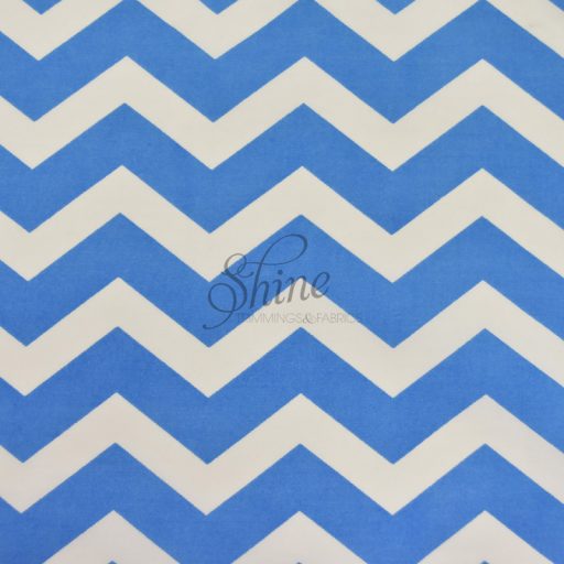 Chevron Printed Cotton Poplin Blue White