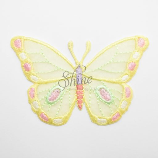 Butterfly Iron On Embroidered Motif Lemon