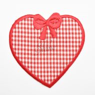 Large Red and White Checked Heart Iron On Motif
