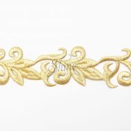 Regal Swirl Iron On Embroidered Trimming Gold