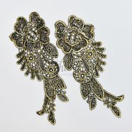Rose Garden Coated Lace Motif Pair Black/Gold
