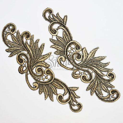 Swirl Spike Coated Lace Motif Black Gold Pair