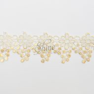 Falling Daisies Coated Lace Trimming White Gold